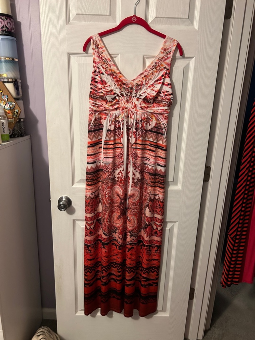 ONE WORLD Red & Pink Paisley-Print Sleeveless Maxi Dress